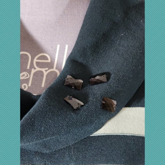 Crisca Forest Green Striped Knit Cowl Neck Sweater - Picture 2 of 5